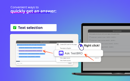 Test Bro - Smart Web Test Assistant, Exam Helper & Homework Quiz Solver screenshot