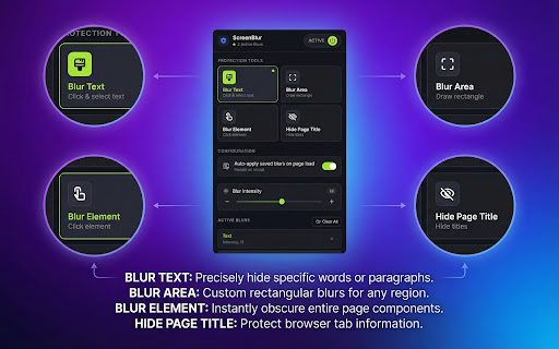 ScreenBlur: Hide Sensitive Data & Blur Text on Page screenshot