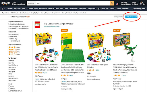 Sort By Review Count for Amazon screenshot