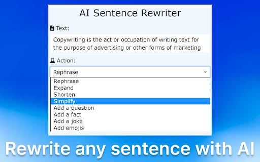 AI Sentence Rewriter screenshot