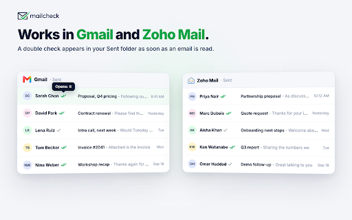 Mailcheck: Email Tracker for Gmail & Zoho Mail screenshot
