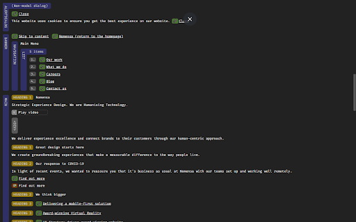 ARIA DevTools screenshot