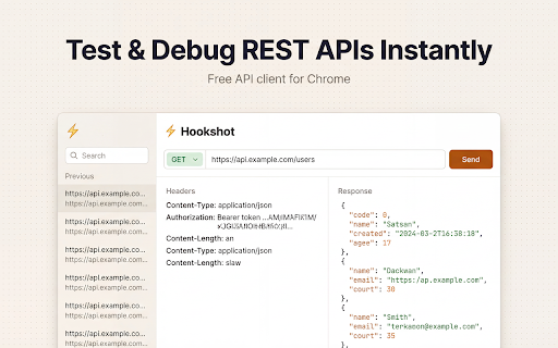 Hookshot - REST API Client & HTTP Request Tester for Developers screenshot