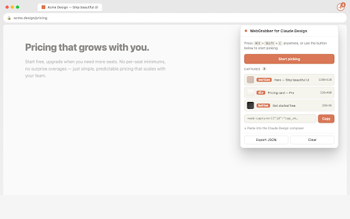 WebGrabber for Claude Design screenshot