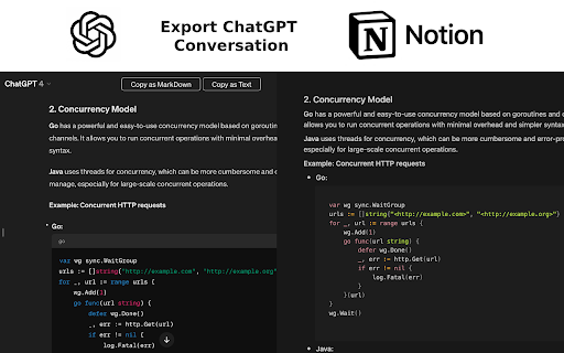Export ChatGPT Conversations (MarkDown and Plain Text) screenshot