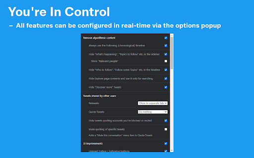 Control Panel for Twitter screenshot