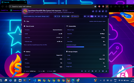 SparkVault NextGEN Elite System Info Inspector screenshot