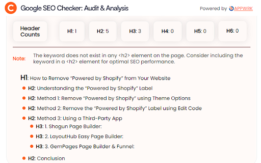 Google SEO Checker Audit & Analysis screenshot