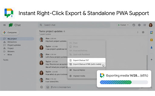 Google Chat Exporter screenshot