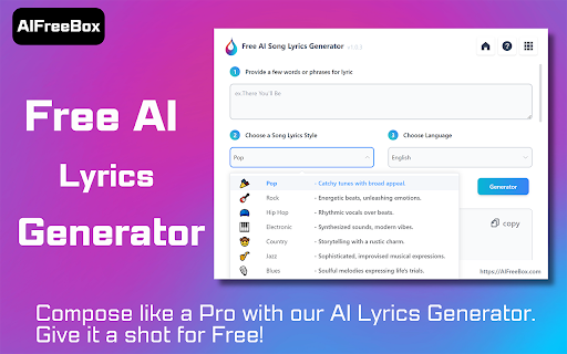 Free AI Song Lyric Generator: AIFreeBox screenshot