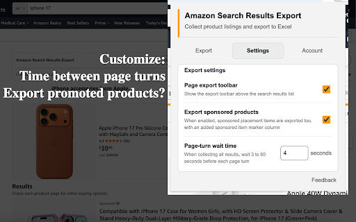 Amazon Search Results Exporter screenshot