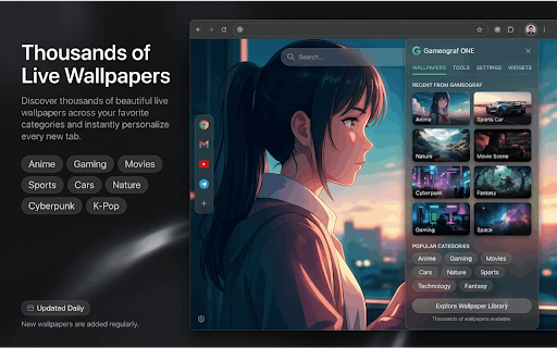 Gameograf ONE New Tab: Live Wallpapers screenshot