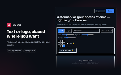 Watermark Photos in Bulk, No Upload | MarkFit screenshot