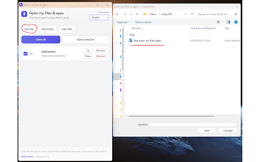 Open my files & apps screenshot