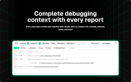 BetterBugs: Create precise bug reports with 1-click screenshot
