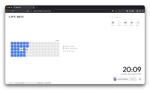 LifeGrid - Visualize your life on every new tab screenshot