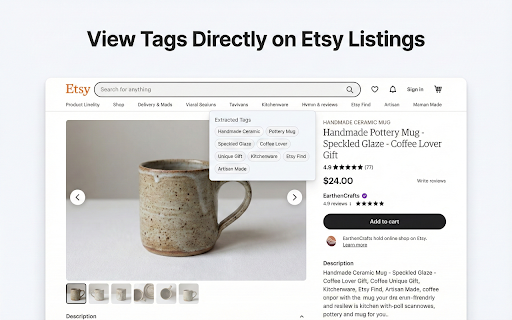 Etsy Tags Extractor - SEO & Keywords Tool screenshot
