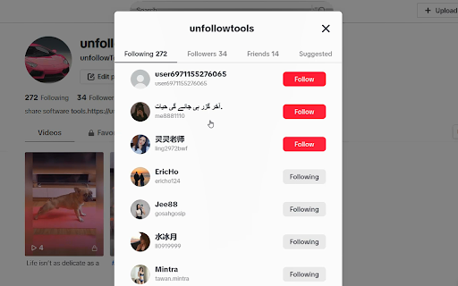 Tiktok unfollow all screenshot