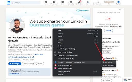 CRM Integration with LinkedIn for Salesforce screenshot