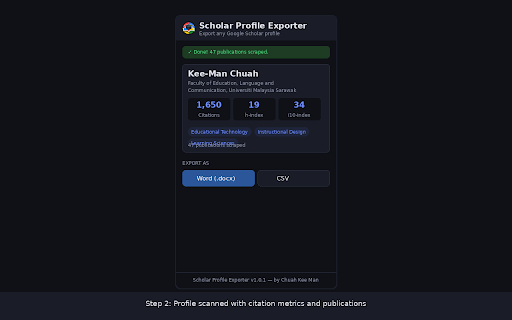 Scholar Profile Exporter screenshot
