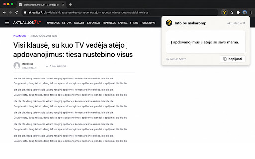 Info be makaronų: screenshot