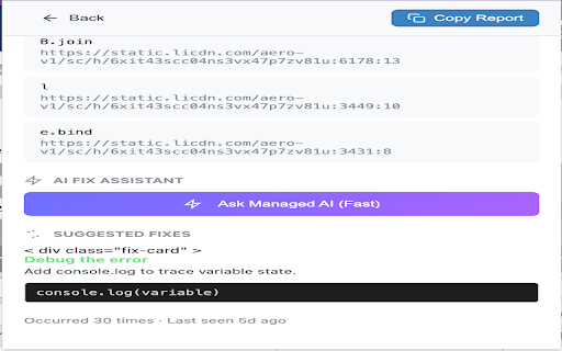 Console Log Error AI Fixer screenshot