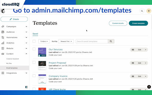 MailChimp Templates for Gmail™ by cloudHQ screenshot