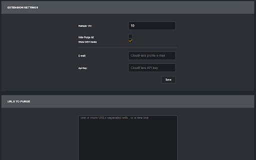 CloudFlare Purge Plugin screenshot