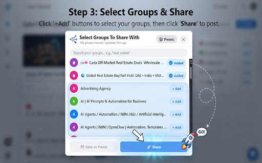 Share Post to Multiple Facebook™ Groups | Multiple Group Share Assistant screenshot