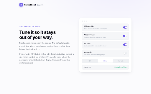 Normal Scroll — Disable Scroll-Jacking screenshot