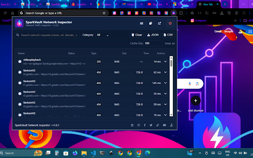 SparkVault Network Inspector screenshot