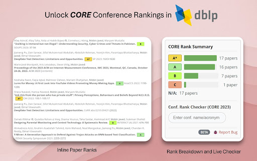 DBLP CORE Conference Ranker screenshot