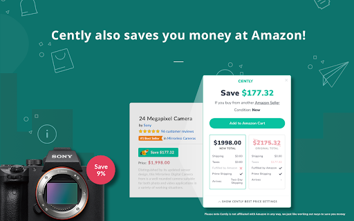 Cently: Automatic Coupons + Cashback for Free screenshot