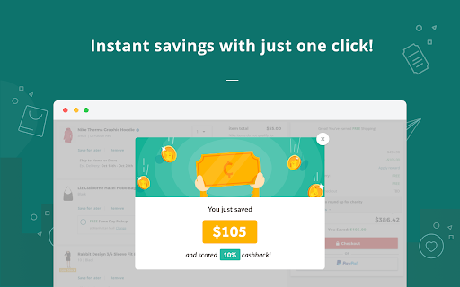 Cently: Automatic Coupons + Cashback for Free screenshot