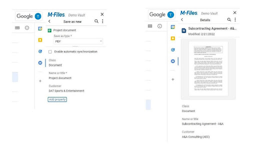 M-Files for Google Workspace™ screenshot