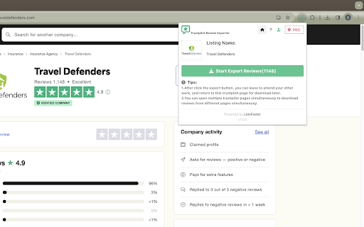 Trustpilot Review Exporter screenshot