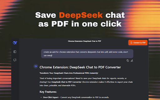 Deepseek to PDF, Word, Markdown export screenshot