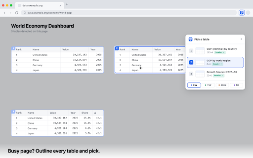 HTML Table to CSV — Export Web Tables in One Click screenshot