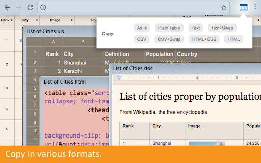 Copytables screenshot