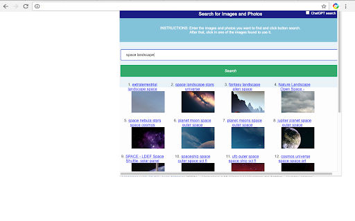 Images, icons & photos with ChatGPT screenshot