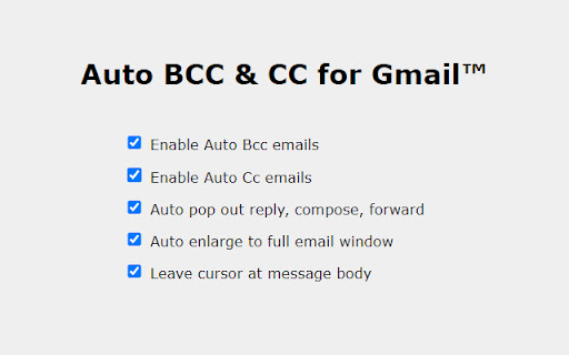 Auto BCC for Gmail™ screenshot