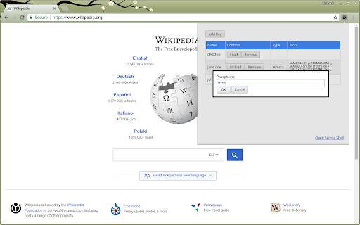SSH Agent for Google Chrome™ screenshot