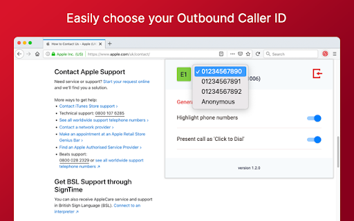 CallSwitch One Click to Dial screenshot