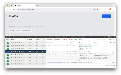 Rails Panel screenshot
