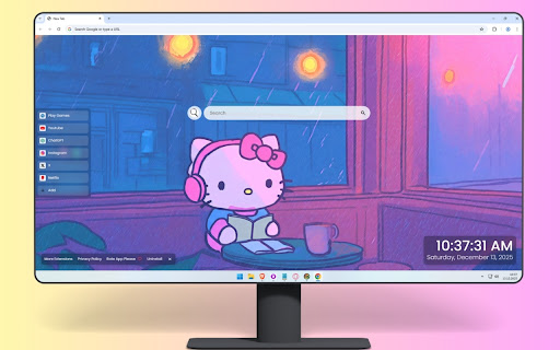 Hello Kitty Lofi Cafe Rainy Evening Live Wallpaper screenshot