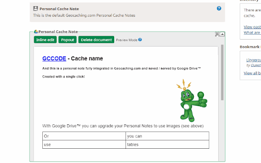 Geocaching.com Google Drive™ Notes screenshot