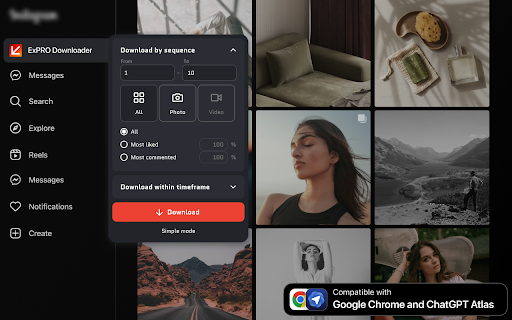 Instagram Downloader for Atlas Browser screenshot