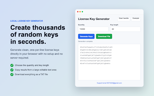License key generator screenshot