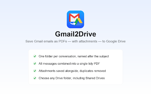 Gmail2Drive screenshot