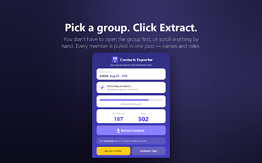 Group Contacts Exporter — Members to Excel/CSV screenshot
